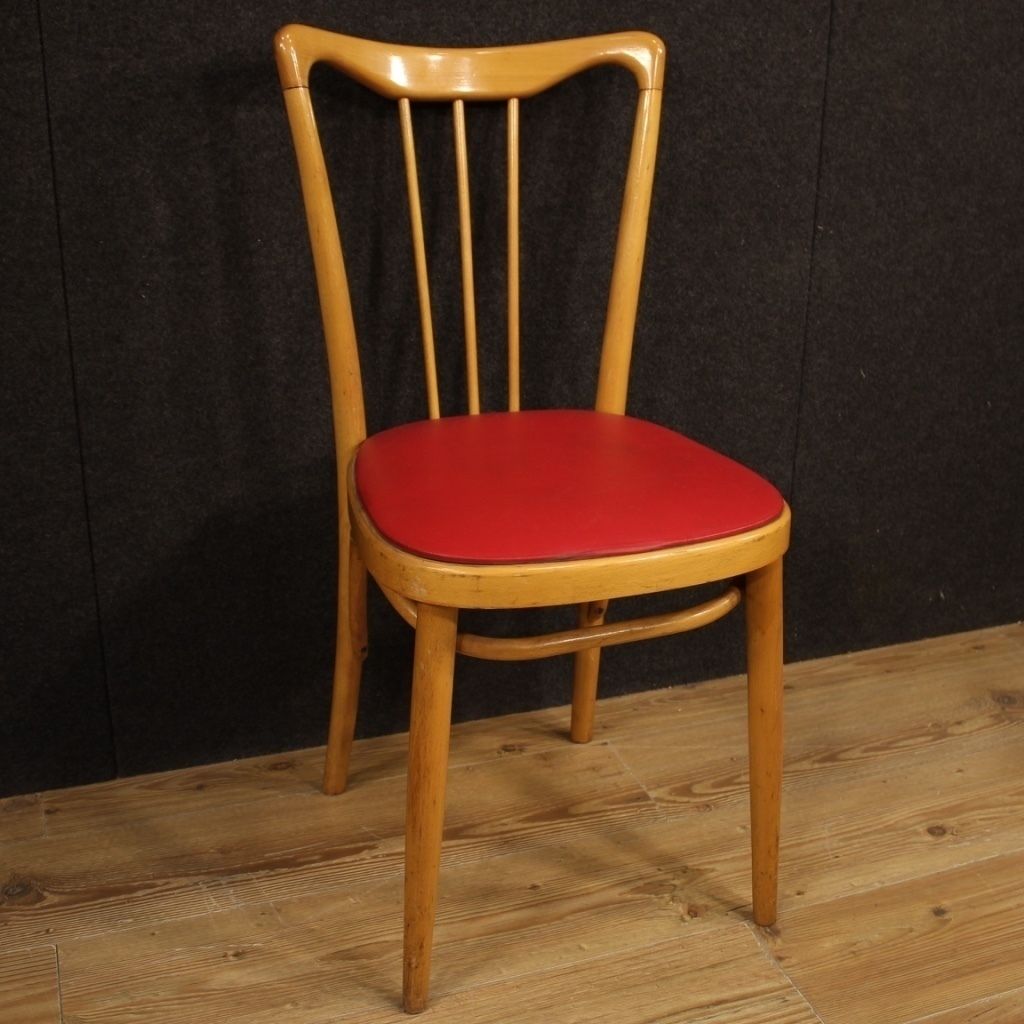 Italian Design Chairs In Exotic Wood And Faux Leather From 60s photo Furniture
