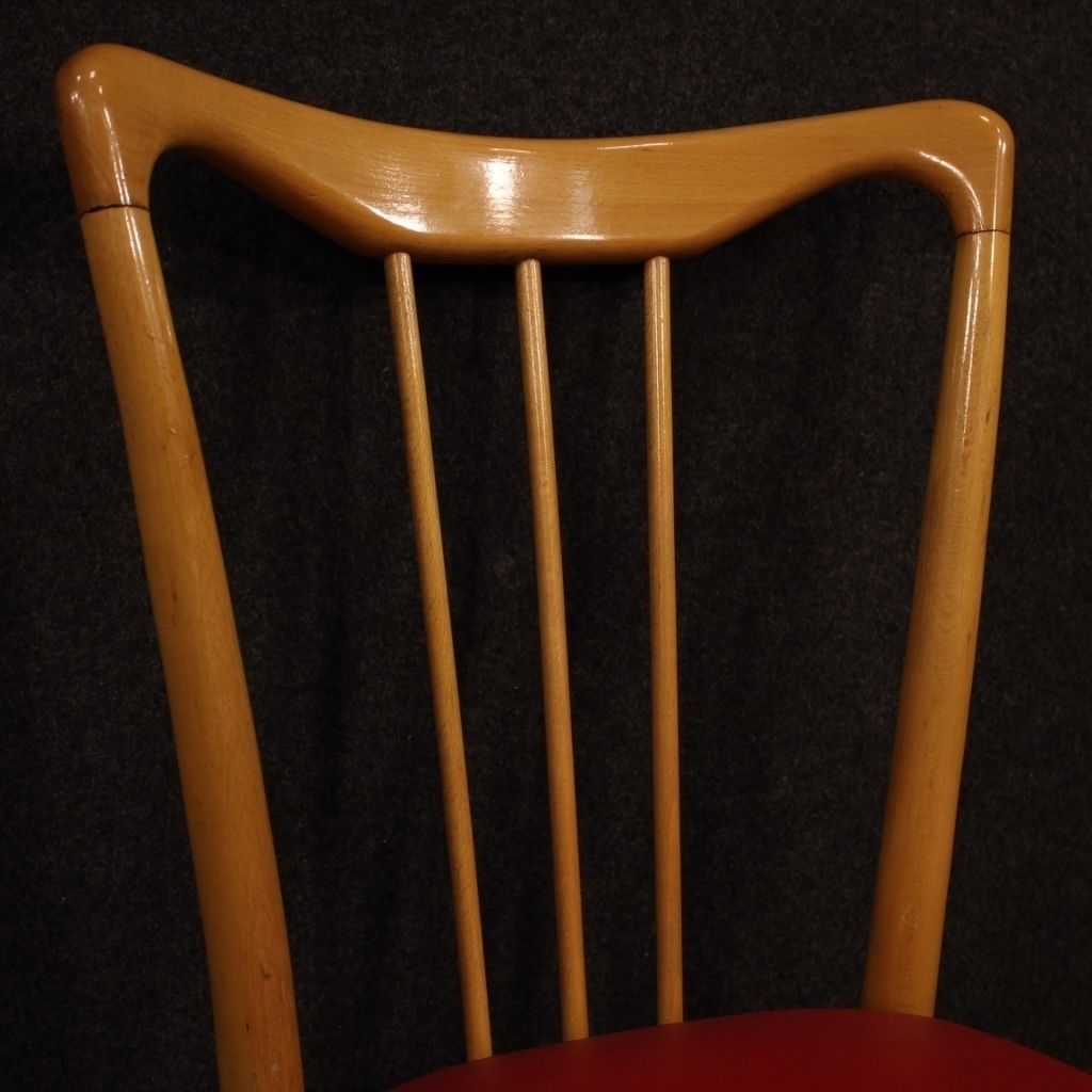 photo furniture Italian Design Chairs In Exotic Wood And Faux Leather From 60s