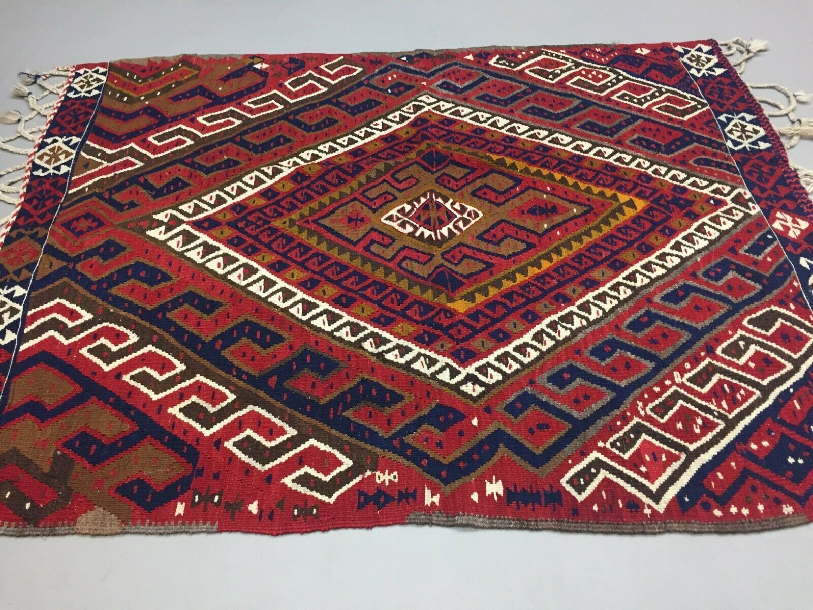 Turkish Kilim 190x145 Cm Tribal Kelim Rug, Red, Medium photo 865.0