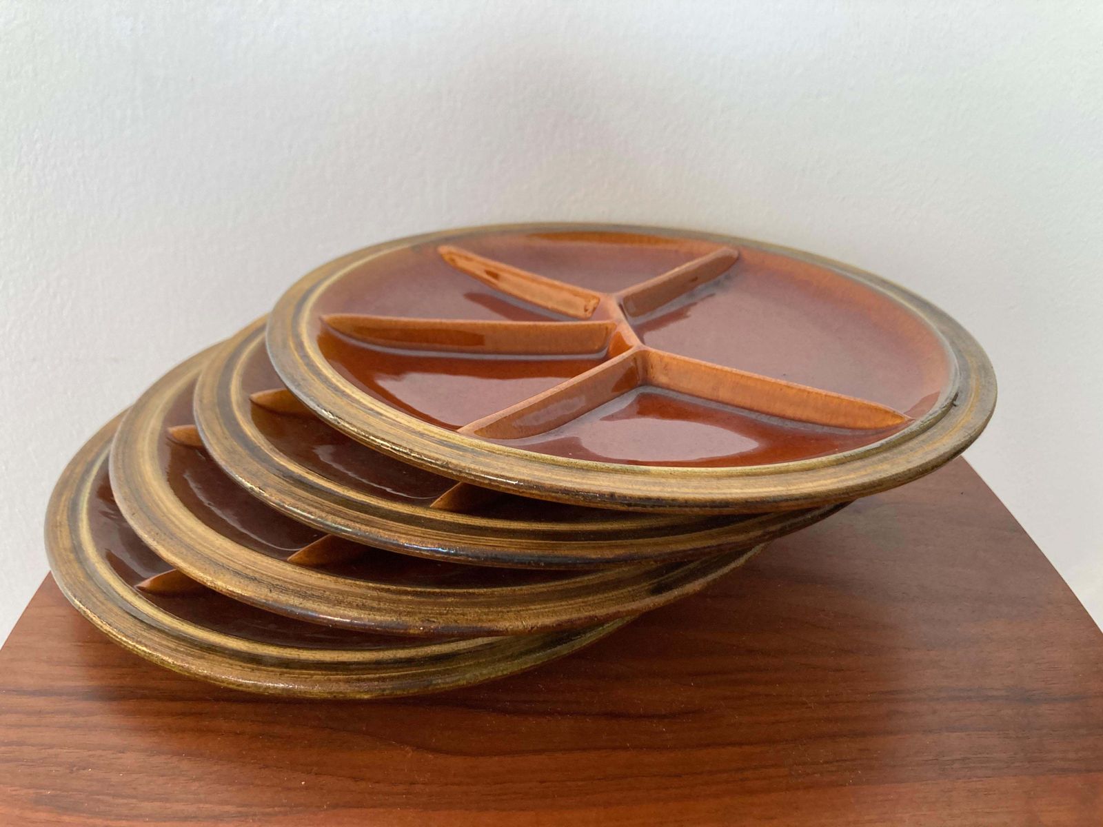 Set Of Four Fondue Plates, Gien Pottery, France / 1970s photo furniture