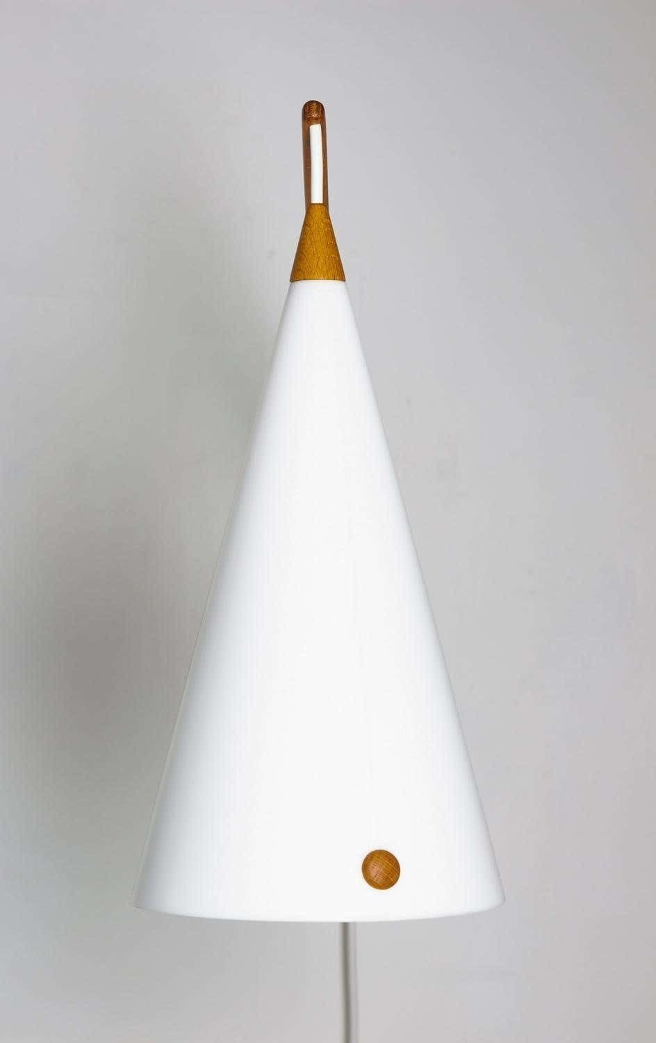 Swedish Midcentury Swiveling Wall Lamp In Acrylic And Teak By Luxus photo vinterior