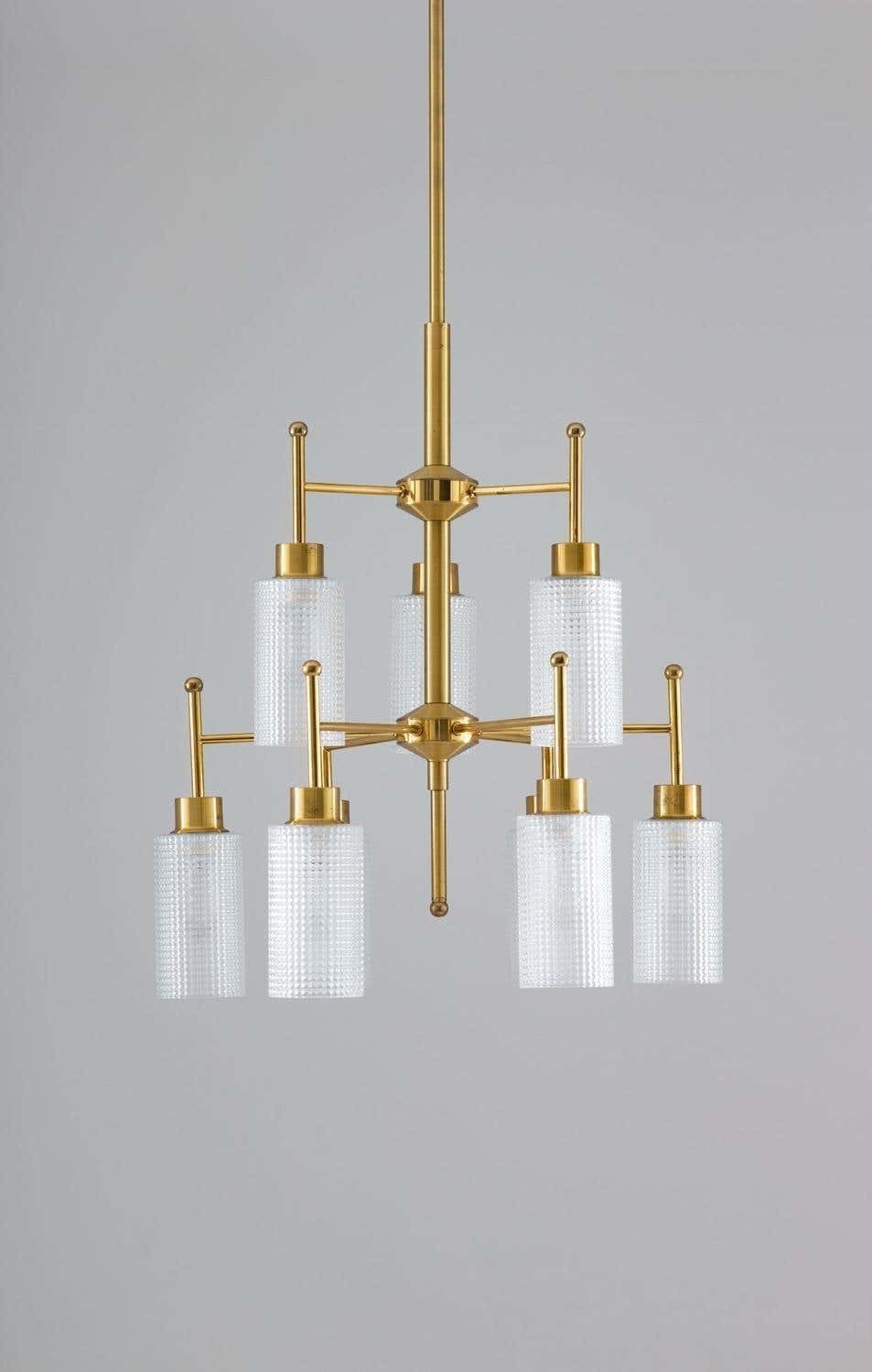 Swedish Chandeliers In Brass And Glass By Holger Johansson photo 2785.0