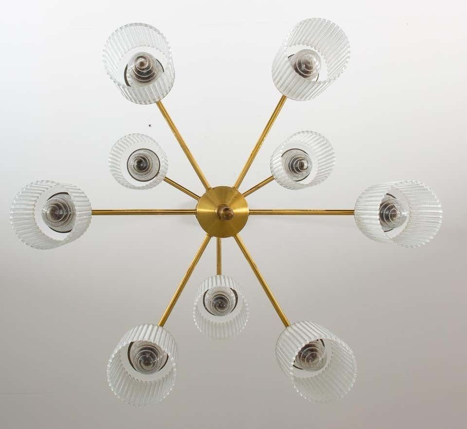 photo furniture Swedish Chandeliers In Brass And Glass By Holger Johansson