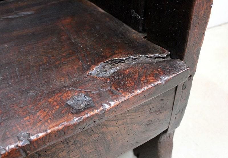 photo vinterior Large Oak Bench With High Backsplash   17th Century