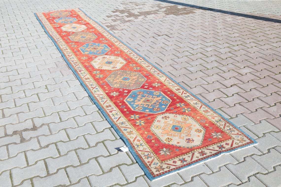 2.8x15.6, 3 Pcs Similar Runners, Turkish Runner, Hallway Runner, Stair Rug, Turkey Rug, Handmade, Runner Rug, Home Decor, Red, Colorful Rug photo furniture
