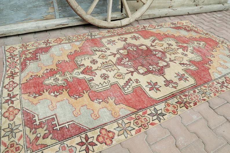 Entryway Small Runner, Turkish Floral, Vintage Area Rug Wool, Handmade, Oushak Bohemian Runner, Long Runner photo for sale