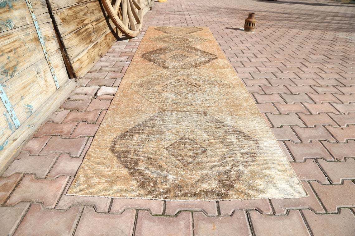 93x330 Cm Turkish Runner Turkish Rug, Runners, Handmade Rugs Runner, Turkey Rug, Rugs, Runner Rug Turkey, Faded Brown, Beige Boho Chic