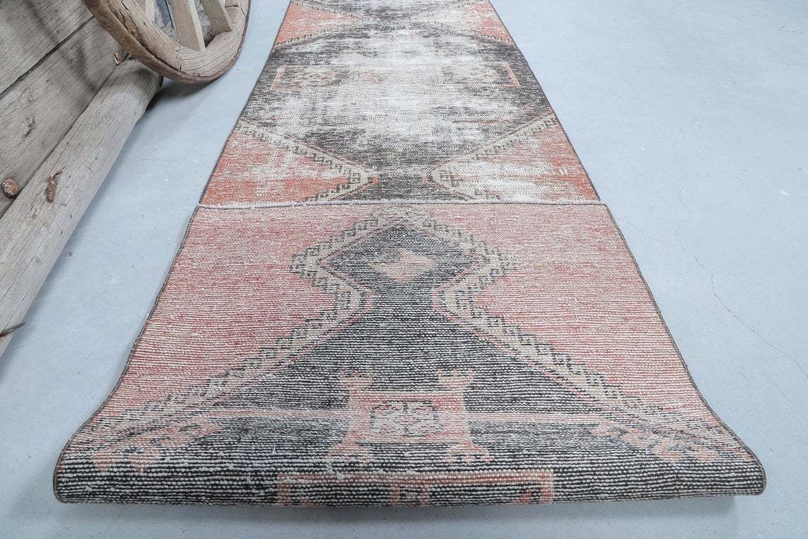 photo furniture 80x393 Cm Faded Red Turkish Runner Rug, Vintage Runners, Oushak Rugs, Perfect Boho Chic Luxury, Bohemian Wool Rug, Carpet, Teppich Geometric