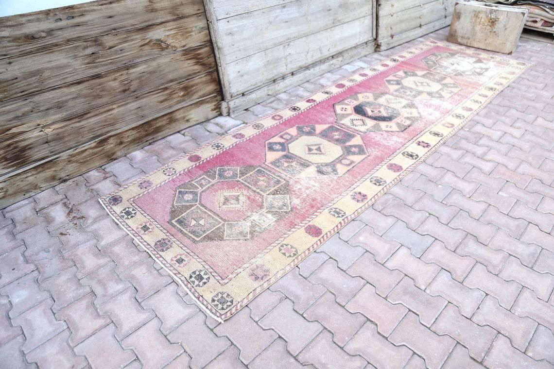 110x381 Cm Lavender, Turkish Runner Rug, Turkish Rug, Vintage Oushak Rug, Runner Rug, Home Decor, Carpet, Rug Runner, Bohemian Rug Purple photo furniture