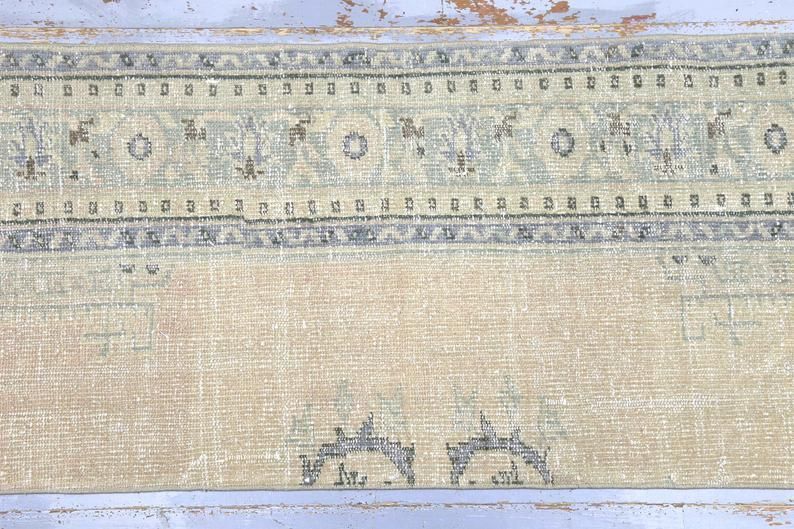 Turkish Runner, Oushak Vintage Runner, Wool Runner, Handmade, Runner Rug, Turkish Rug, Hallway Runner, Home Decor, Neutral Beige photo Textiles