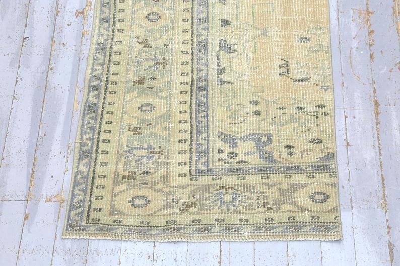 Turkish Runner, Oushak Vintage Runner, Wool Runner, Handmade, Runner Rug, Turkish Rug, Hallway Runner, Home Decor, Neutral Beige photo vinterior