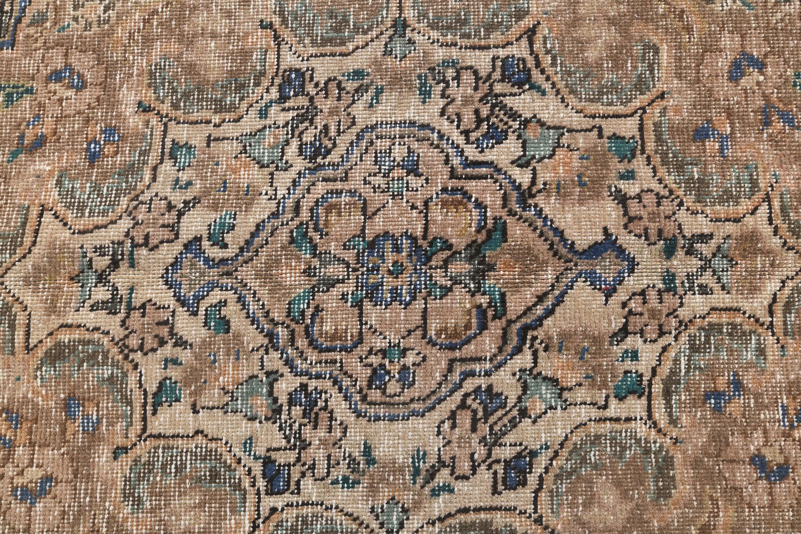 288x378 Cm Faded Beige Brown Turkish Rug, Vintage Rug, Wool Handmade Rug, Oriental Rug, Home Decor Living Room Rug Extra Large Navy Blue Motif photo buy