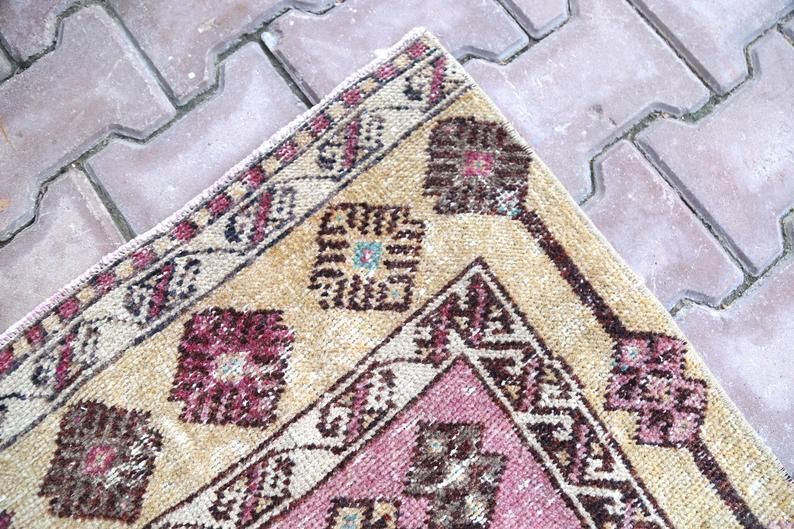 photo furniture Turkish Runner, Bohemian, Pink Shabby Chic, Home Decor, Vintage Runner, Wool, Diamond Pink Runner, Hallway Runner Faded Distressed