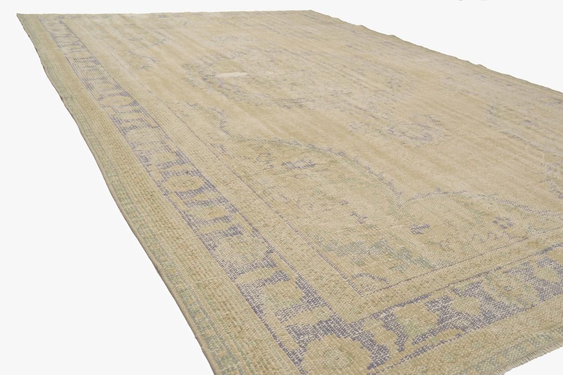 6.7x10.3 Ft, Faded, Turkish Rug, Vintage Rug, Oushak Rug, Area Rug, Wool Rug, Room Decor, Living Room Rug, Farmhouse Decor, Handmade, Beige photo for sale