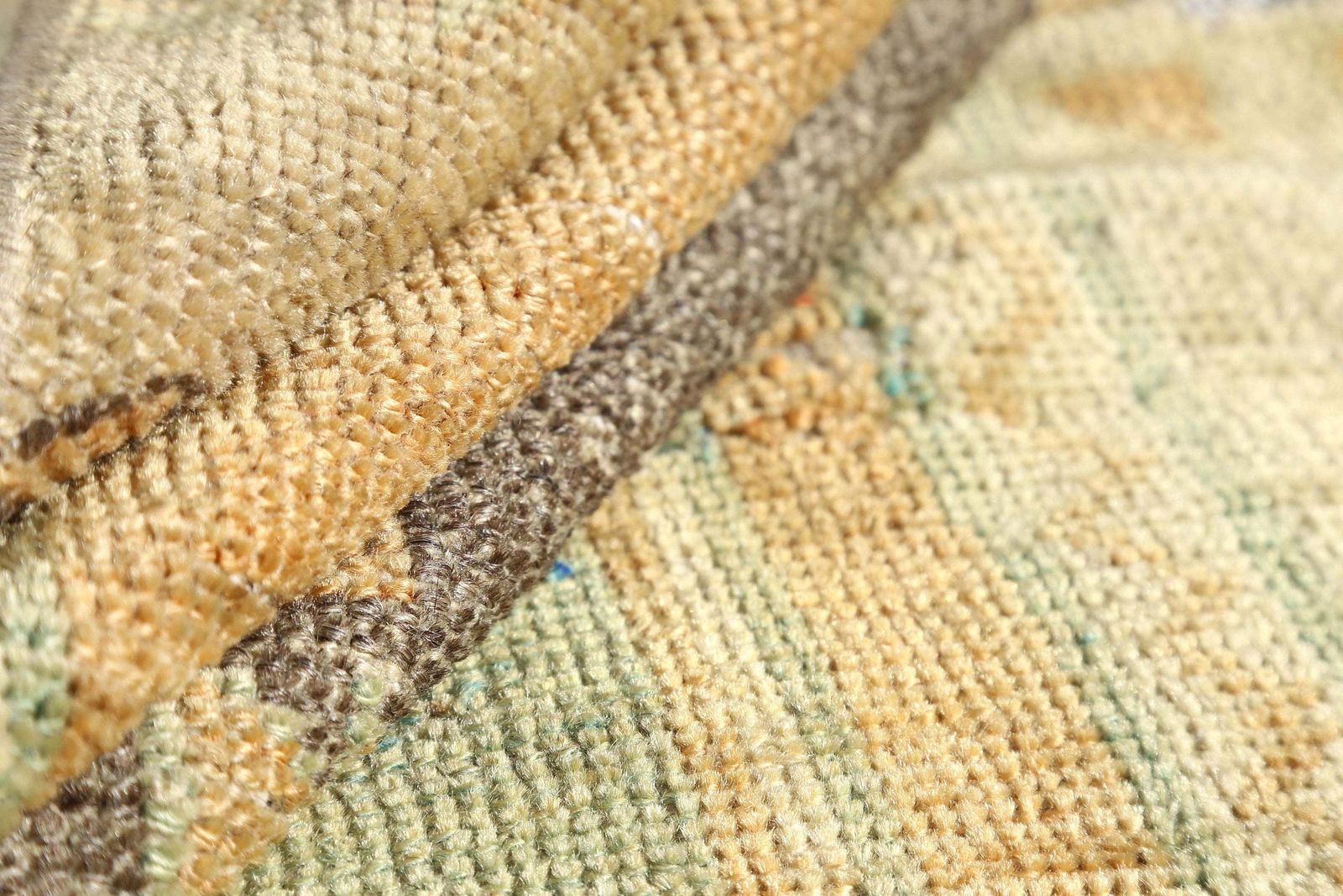 108x322 Cm Jade & Beige, Turkish Rug Runner, Hallway Runner Rug, Runner Rug, Turkish Rug, Handwoven Rug, Faded Orange Beige Oushak Boho photo vintage