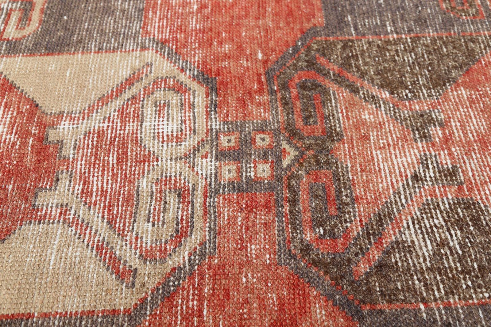 109x370 Cm Turkish Runner, Faded Red, Brown, Turkish Rug Runner, Runner Rug Red, Oushak Rug,Distressed Rug, Runner, Red photo 374.0