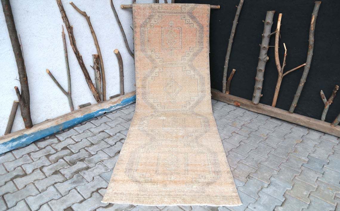 photo for sale 3'1x11 Ft, Rug Runner, Turkish Rug, Authentic Rug, Farmhouse Decor, Vintage Rug, Wool Rug, Bohemian Rug, Home Decor, Oushak Rug, Handmade