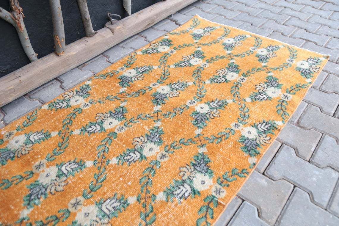2'8x8'8 Ft, Turkish Runner Rug, Entryway Rug, Floral Rug, Farmhouse Rug, Decor Rug, Oushak Rug, Bathroom Rug, Authentic Rug, Handmade Rug photo vinterior