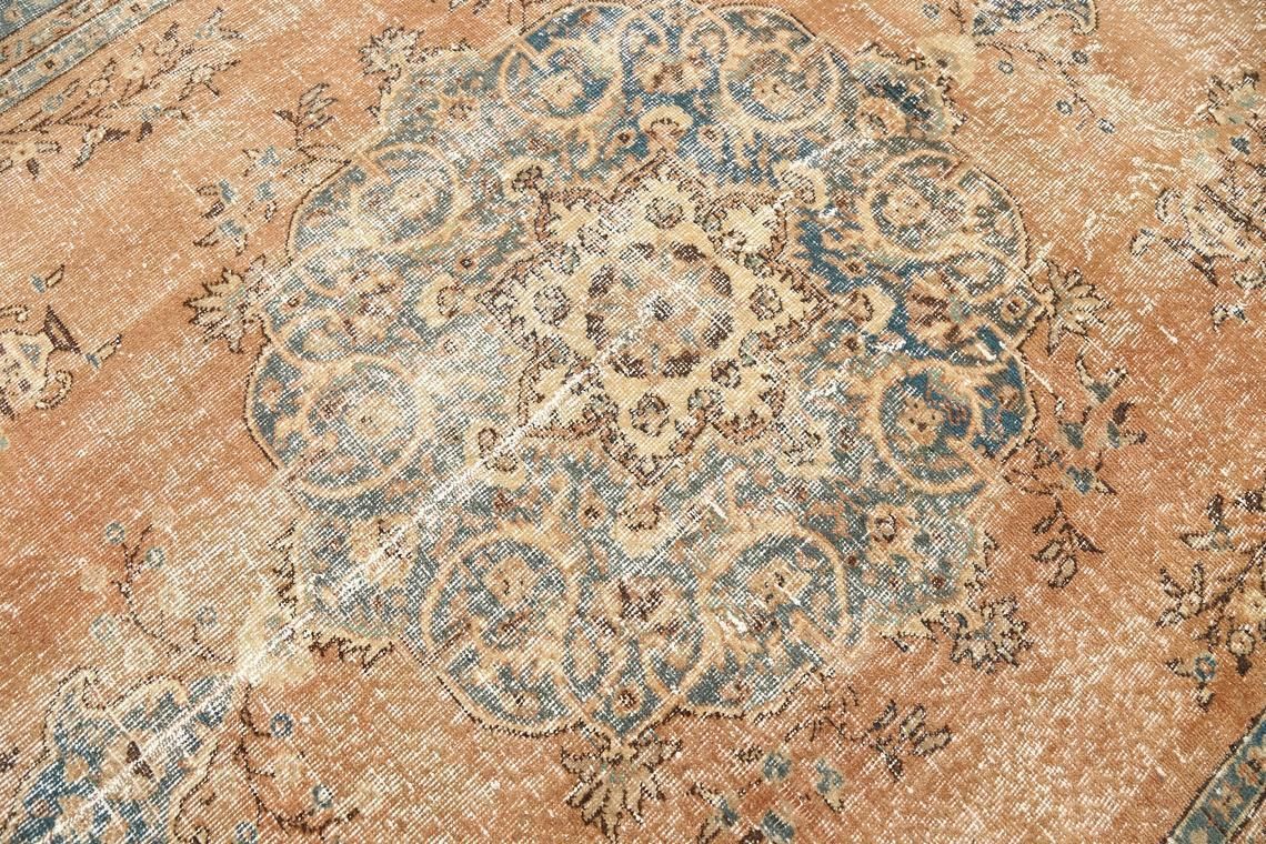 6.5x10.4, Turkish Rug, Vintage, Oriental, Beige Rug, Faded Orange, Navy Blue, Beige, Floral, Rugs, Traditional Rug, Area Rug, Turkey Rug photo buy