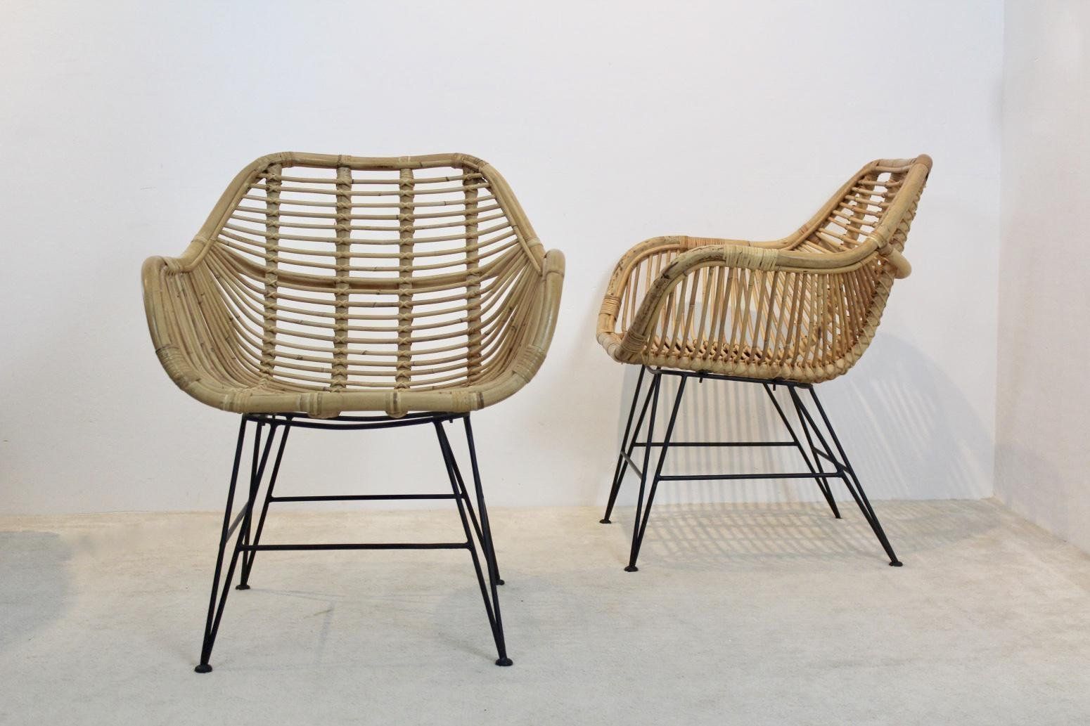 Dutch Wicker & Steel Chairs, Set Of 2 photo furniture