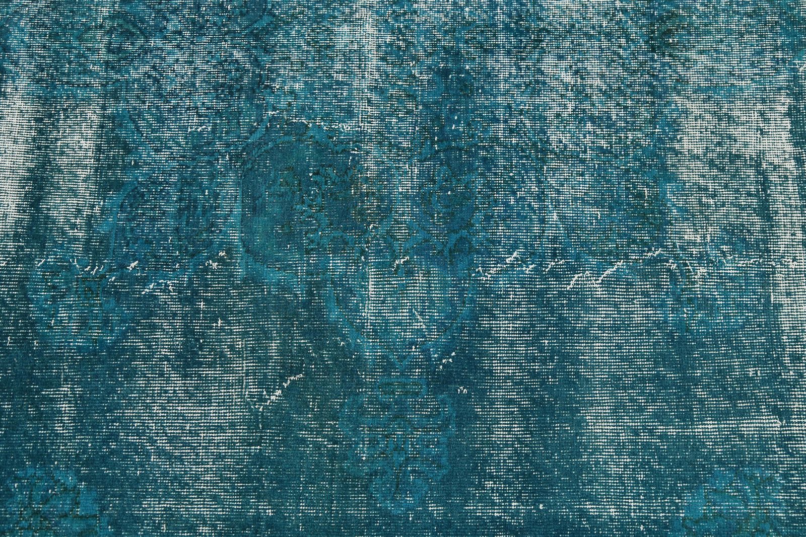 Turkish Rug, Turquoise Vintage Rug, Area Oushak Rug, Wool Distressed, Large Light Faded Turquoise Blue photo vintage
