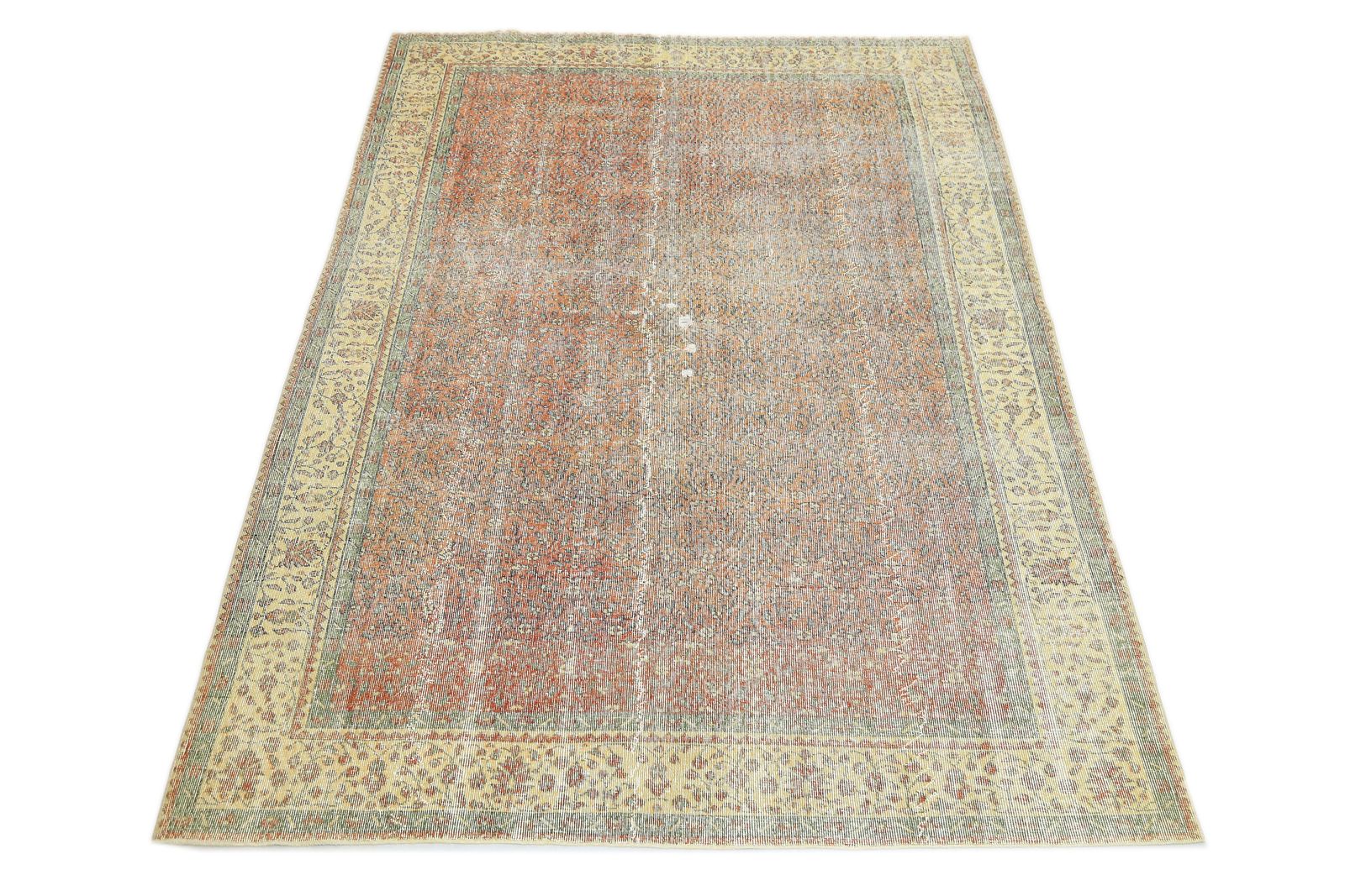 Turkish Rug, Wool Rug, Area Rug, Oriental Rug, Home Decor, Orange, Beige, Coral Orange Oushak photo Textiles