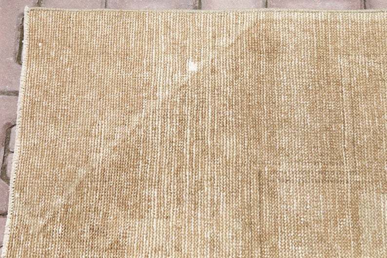 Hallway Turkish Beige Runner, Oushak Runner, Turkish Rug, Turkish Runner Rug, Turkey, , Tan, Brown, Vintage Rug, Faded Diamond photo 320.0