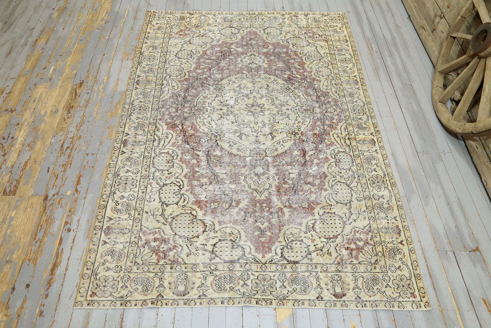 Turkish Rug, Area Oushak Vintage Rug, Turkey Rug, Beige Faded Orange, Turkish Carpet, Traditional Rug, Living Room Rug, Oriental photo for sale