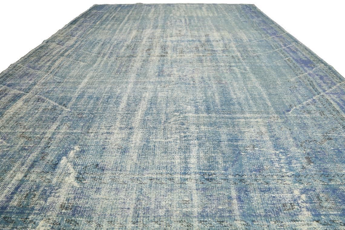 7.1x10.4, Turkish Vintage Area Rug, Oushak Wool Rug, Room Decor, Floral, Living Room Rug, Distressed, Faded Blue, Beige Light Blue Natural photo for sale