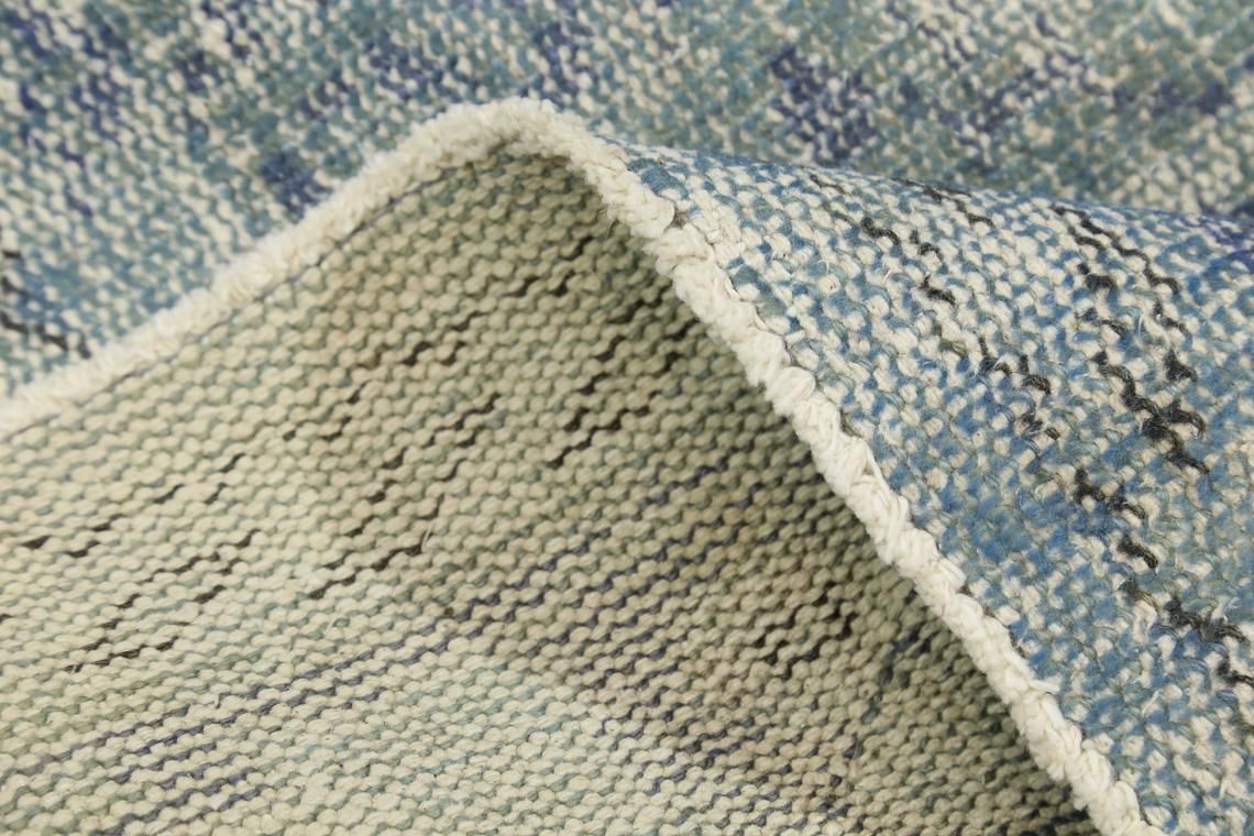 photo for sale 7.1x10.4, Turkish Vintage Area Rug, Oushak Wool Rug, Room Decor, Floral, Living Room Rug, Distressed, Faded Blue, Beige Light Blue Natural