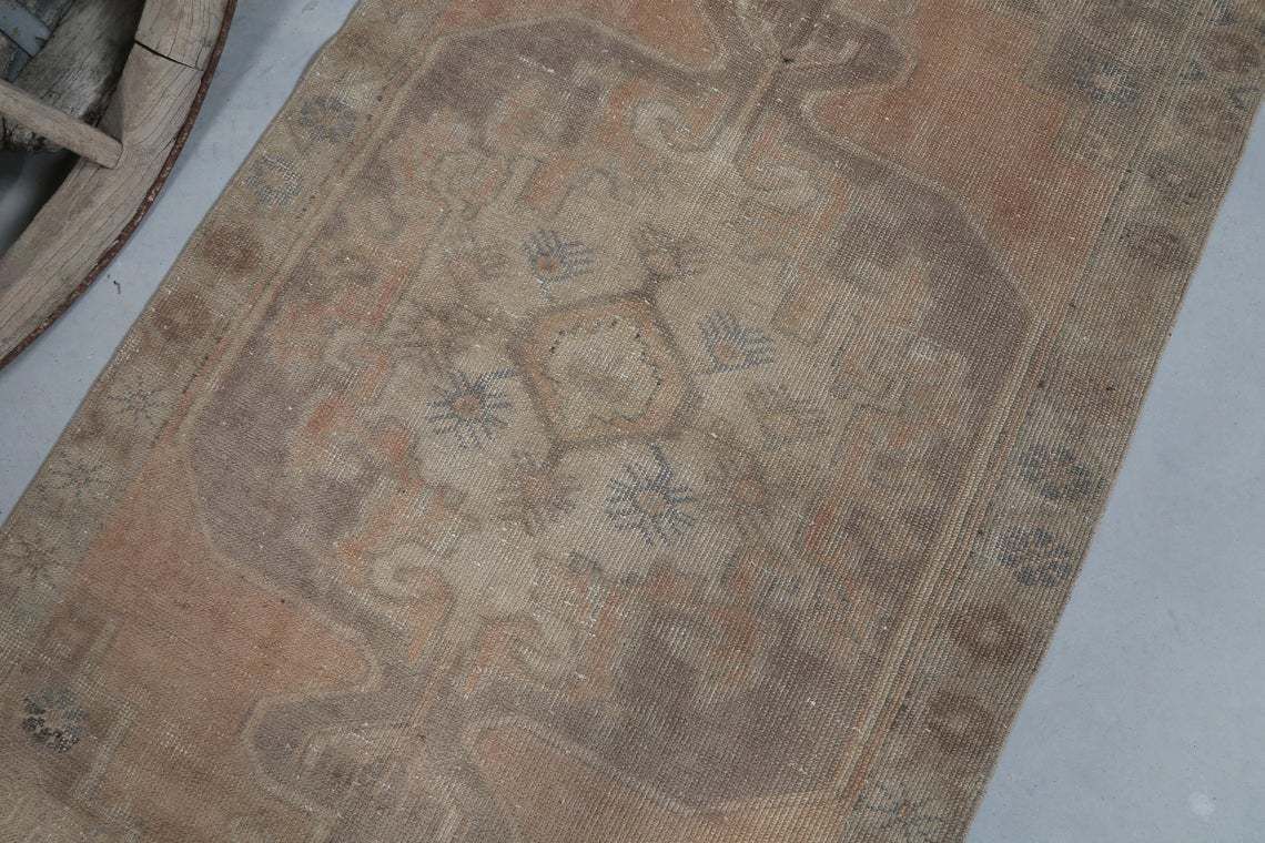 3.6x7.2 Runner Rug, Turkish Runner, Kitchen Throw Farmhouse Decor, Rugs, Area Rug, Bohemian Rug, Oriental Rug, Antique Rug, Beige Peach photo buy