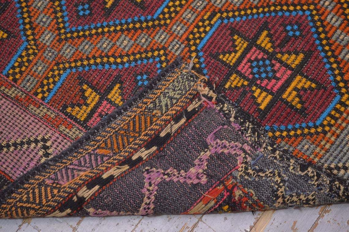 photo furniture 65x97, Turkish Kilim, Flatweave Rug, Vintage Kilim, Oushak Kilim, Handmade, Wool Kilim, Large , Area Kilim, Geometric, Manta, Orange, Blue