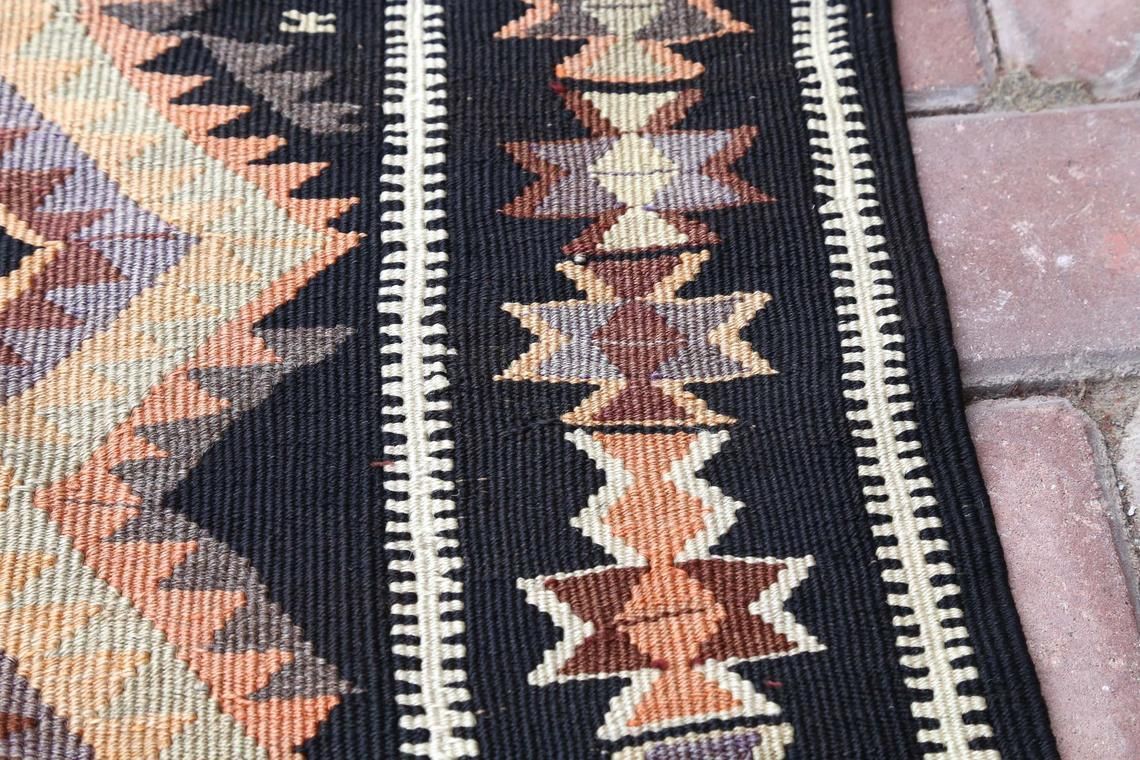 5x13 Kilim, Faded Brown Flatweave Wide Runner, Turkish Vintage Oushak Runner, Runners Rugs, Vintage Rug, Turkish Carpet, Pink, Brown 5.2x13 photo vintage