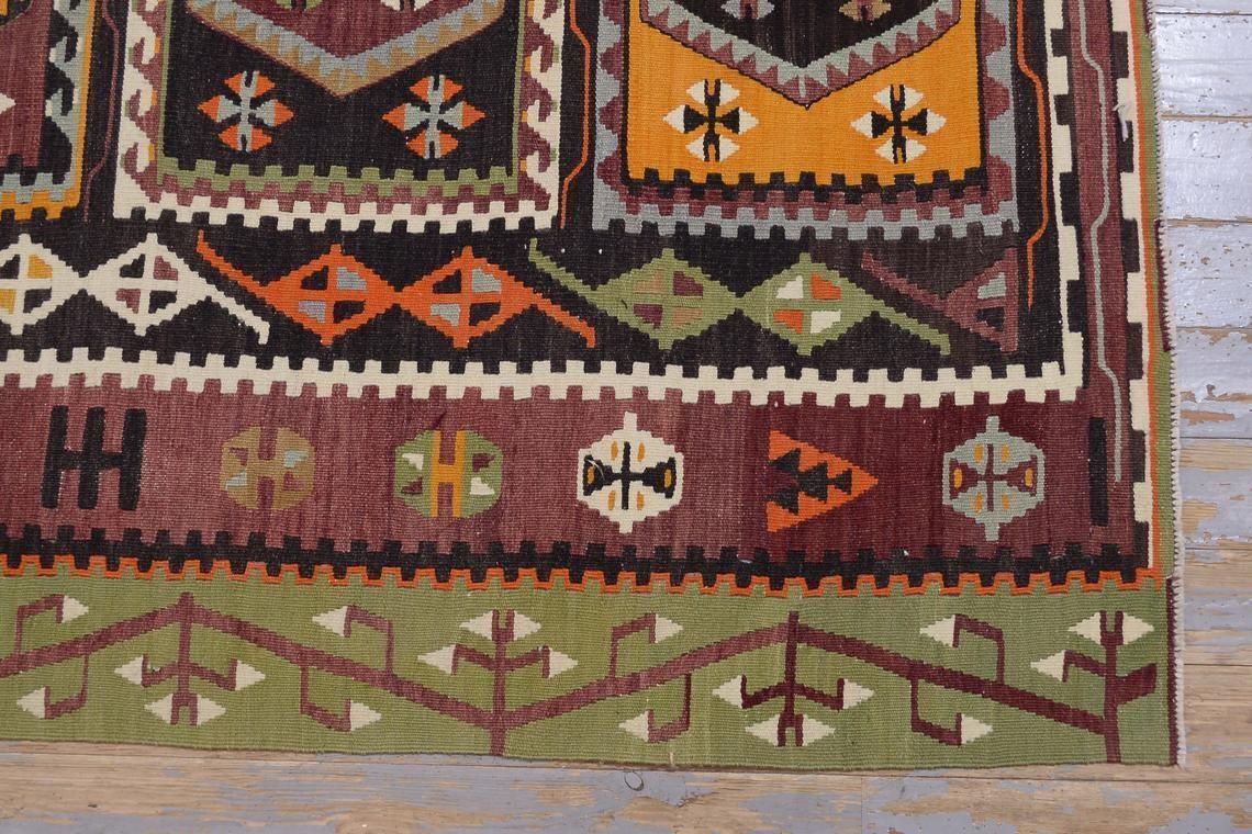 52x116, Wide Runner Turkish Kilim Flatweave Runner, Vintage Oushak Kilim, Kelim, Tapis, Hallway Turkish Runner, Ethnic Farmhouse Decor photo vintage