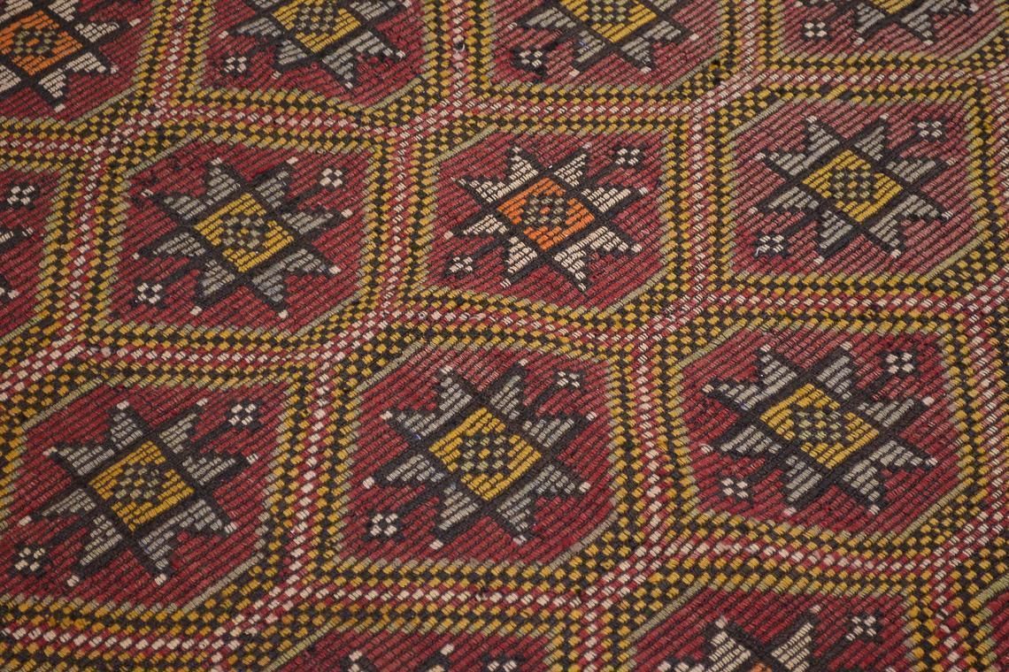 6x10 Kilim Turkish Vintage Rug, Flat Weave Anatolian Rug, Alfombra, Area Rug, Faded Red Orange Geometric Area 5.5x10.2 photo vinterior