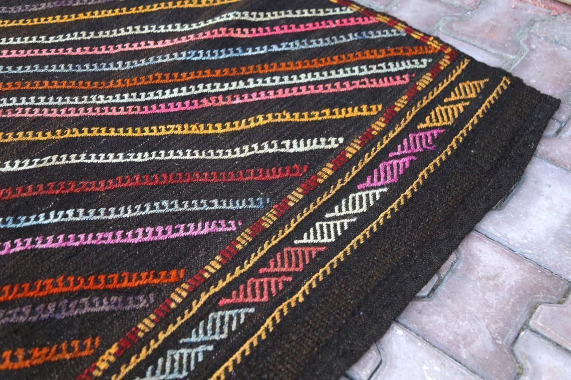 6x8.2, Flatweave Kilim Rug, Area Turkish Rug, Colorful Striped Rug, Turkey Rug, Home Decor, Wool Rug, Flat Weave Rug, Boho Luxury Rugs 6x8 photo Textiles