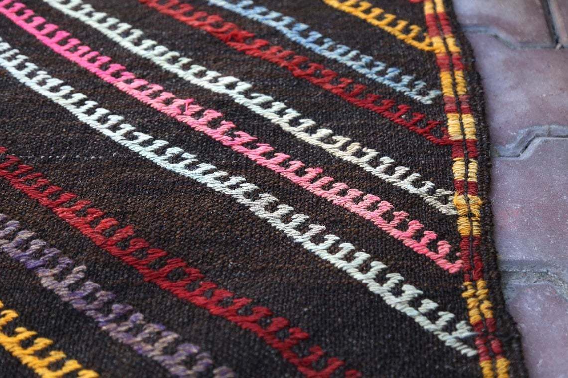 6x8.2, Flatweave Kilim Rug, Area Turkish Rug, Colorful Striped Rug, Turkey Rug, Home Decor, Wool Rug, Flat Weave Rug, Boho Luxury Rugs 6x8 photo 365.0