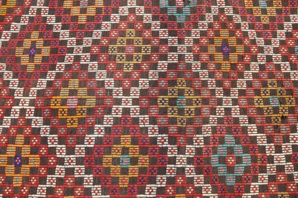 5.4x10.5, Turkish Kilim, Flatweave Rug, Vintage Kilim, Oushak Kilim, Wool, Handmade, Area Rug, Room Decor, Turkish, Geometric, Red, Orange photo 424.0