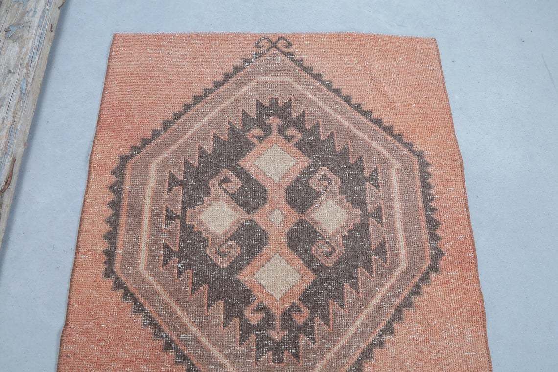 Turkish Oushak Runner, Vintage Runners, Home Decor, Wool Rug, Runners, Bohemian Runner Rug, Turkey Rug, Faded Distressed Orange photo 303.0