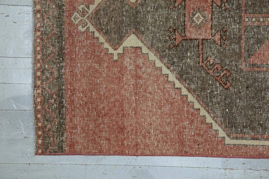 Turkish Vintage Runner, Oushak Rug, Home Decor, Turkish Rug, Wool Rug, Rug Runner, Faded Red Brown Runner, Boho Rug, Rugs photo buy