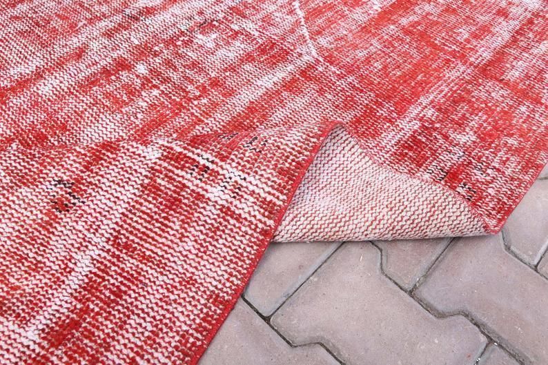 photo furniture 5.1x8.5, Vintage Distressed Red Turkish Rug, Vintage Area Rug, Wool Rug, Turkey Rug, Rugs, Modern, Contemporary Mid Century Farmhouse Decor
