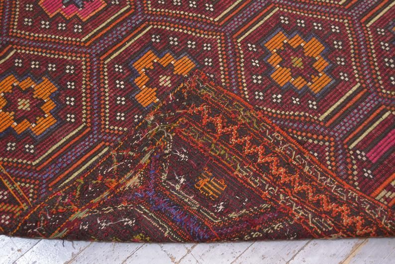 photo for sale 5.6x9.9, Oushak Rug, Turkish Rug, Flatweave Rug, Kilim Rug, Handmade Rug, Vintage Wool Rug, Living Room Rug, Red Burgundy Claret Home Decor