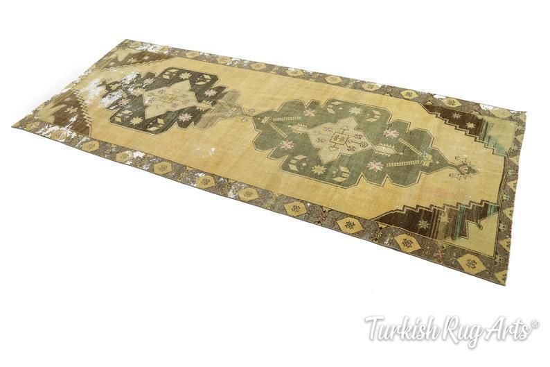 48x116 Ft, Hallway Runner, Wide, Turkish Runner, Vintage Runner, Wool, Handmade, Oushak Runner, Bohemian Runner, Red, Long Runner, Yellow photo furniture