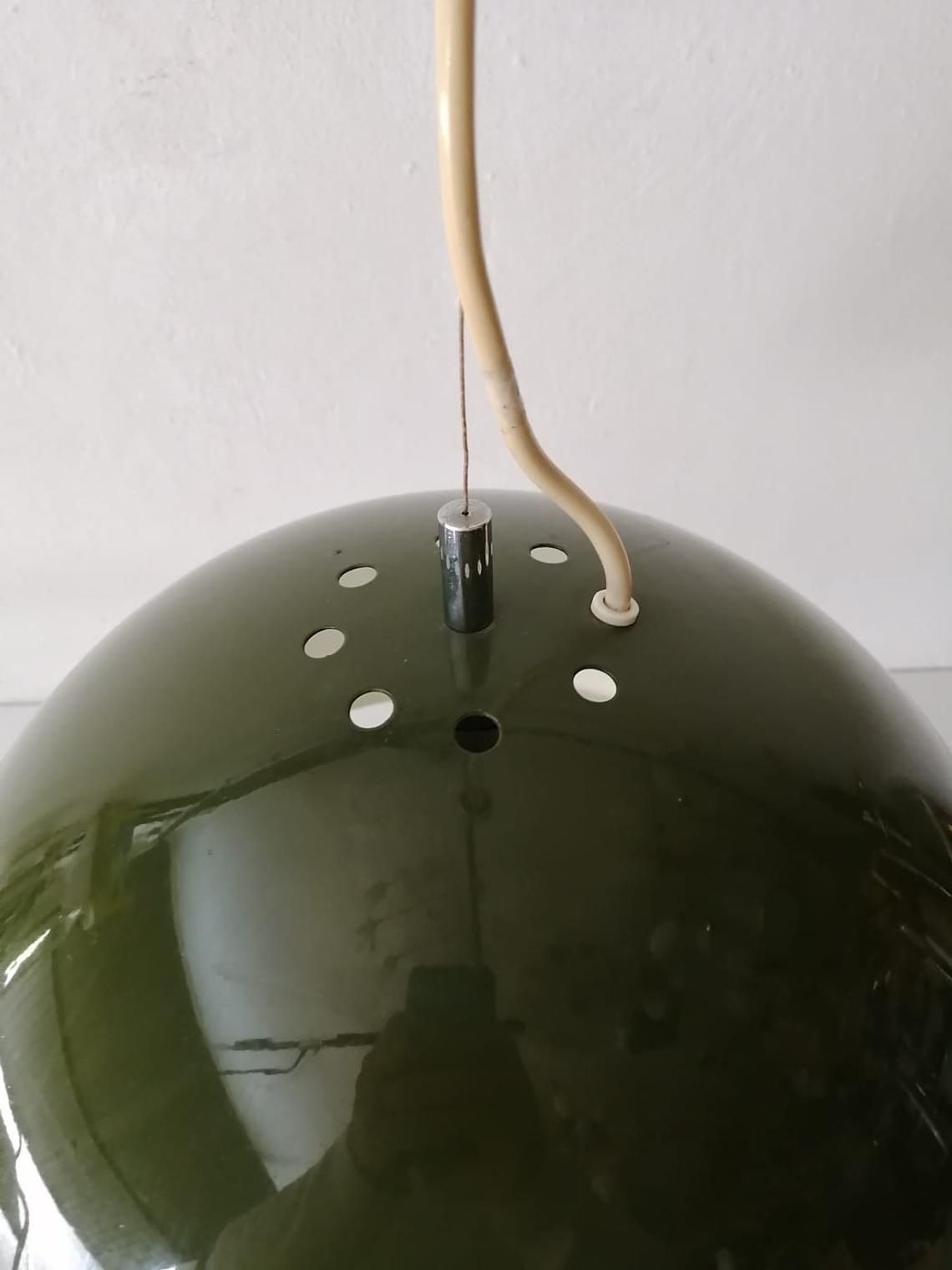 Reggiani Goffredo Wonderful Green Metal Suspension Lamp, 1960s Italy photo vinterior