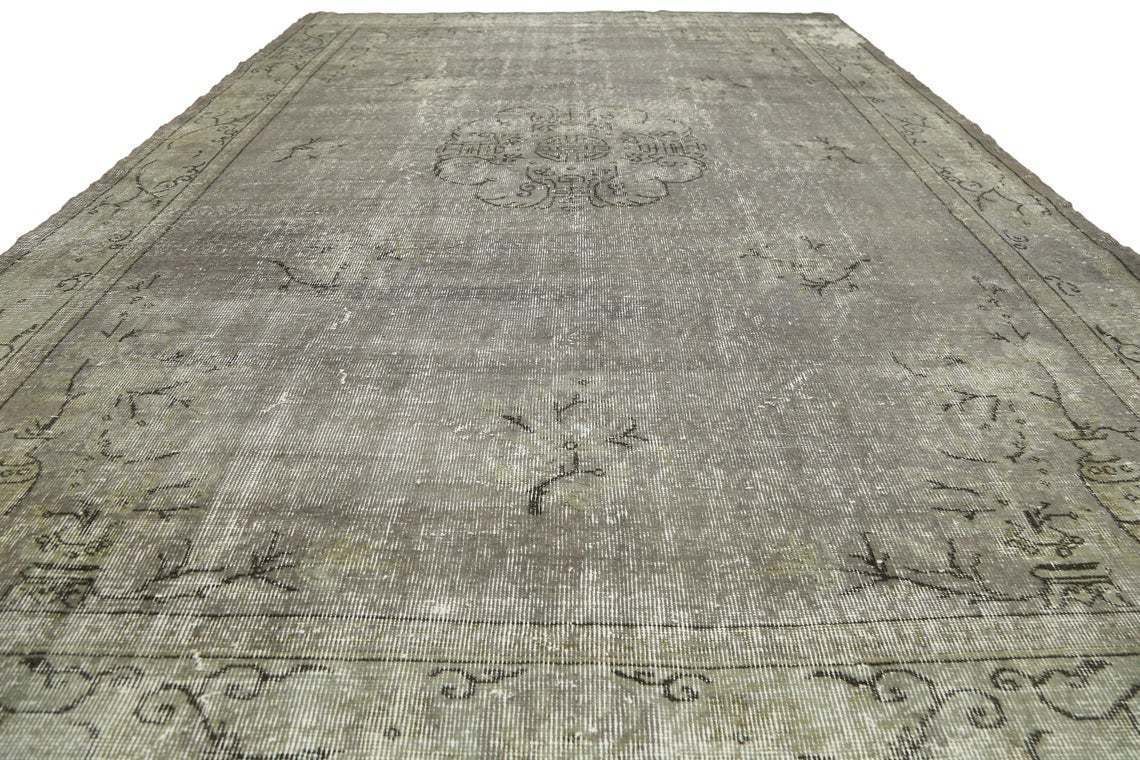 Antique Turkish Oushak Area Rug, Anatolian Handwoven Gray Beige Brown, Bohemian Wool Rug, Rugs, Boho Luxury Chic Distressed 6.9x10.2 photo for sale