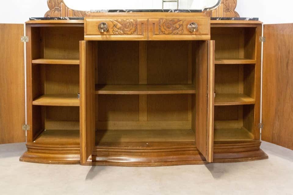 3287.8 Art Deco Credenza Sideboard Marble Top French Dresser Buffet, Circa 1930 photo
