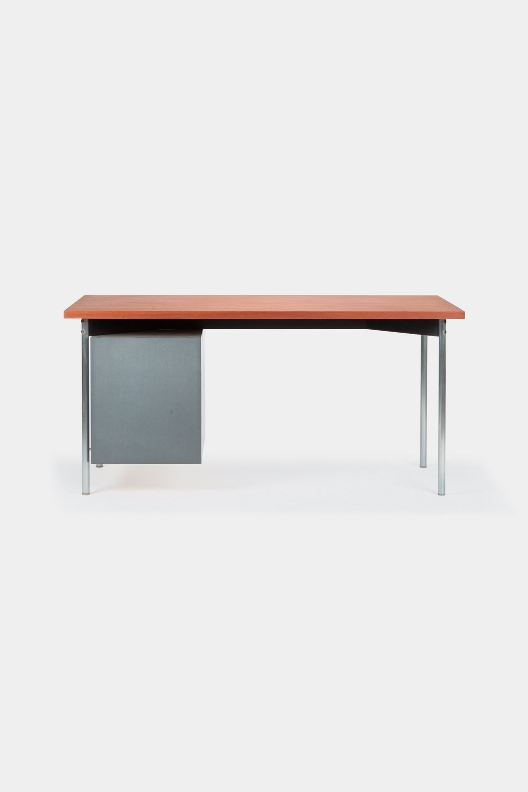 Teak Formica Tubular Steel Desk 60s photo vinterior