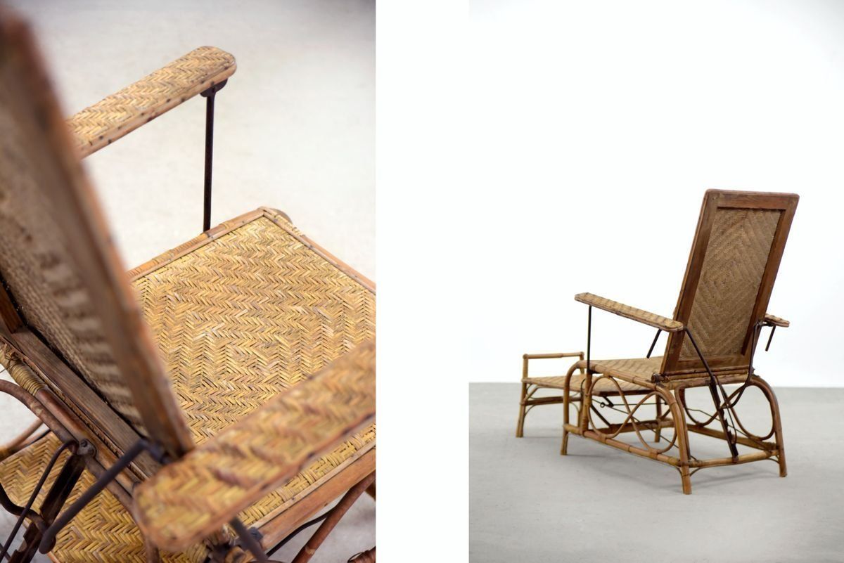Vintage Bauhaus Rattan Chair With Ottoman By Erich Dieckmann, 1930s, Set Of 2 photo vinterior