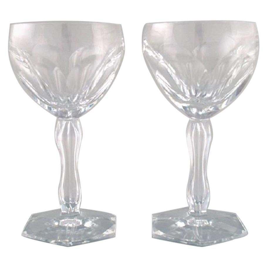 Val St. Lambert, Belgium, Two Lalaing Glasses In Mouth Blown Crystal Glass photo Home Decor