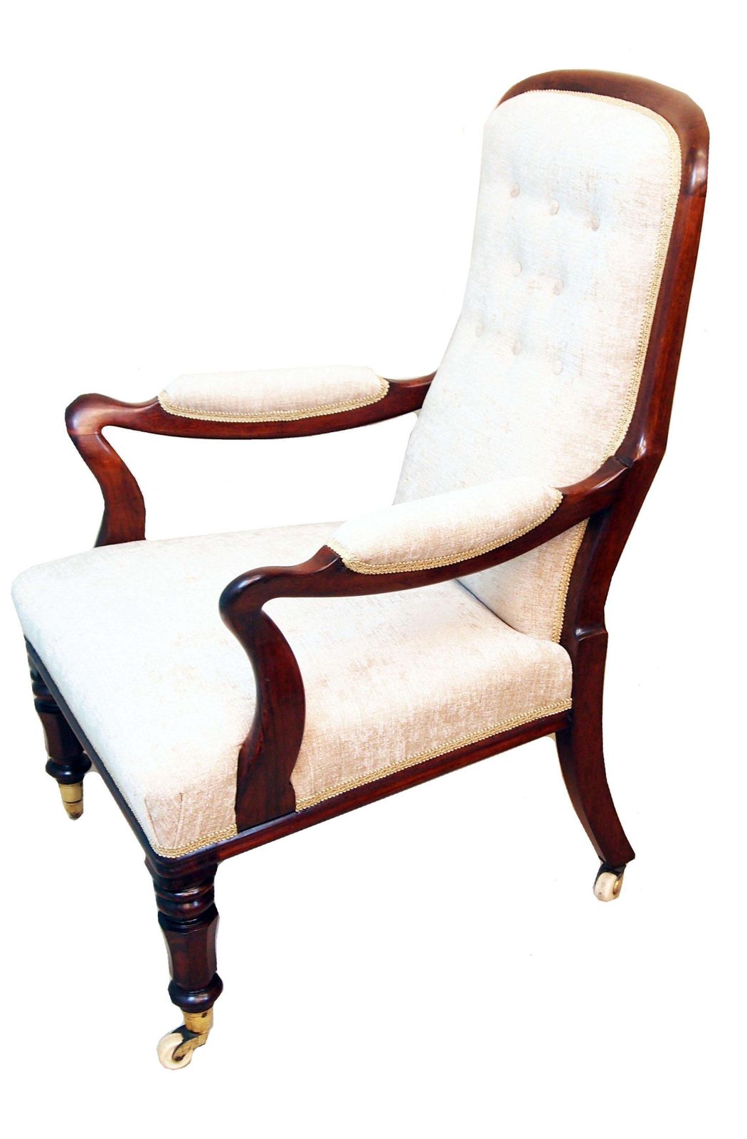 19th Century Antique Pair Of Rosewood Library Armchairs (England, Circa 1850) photo furniture